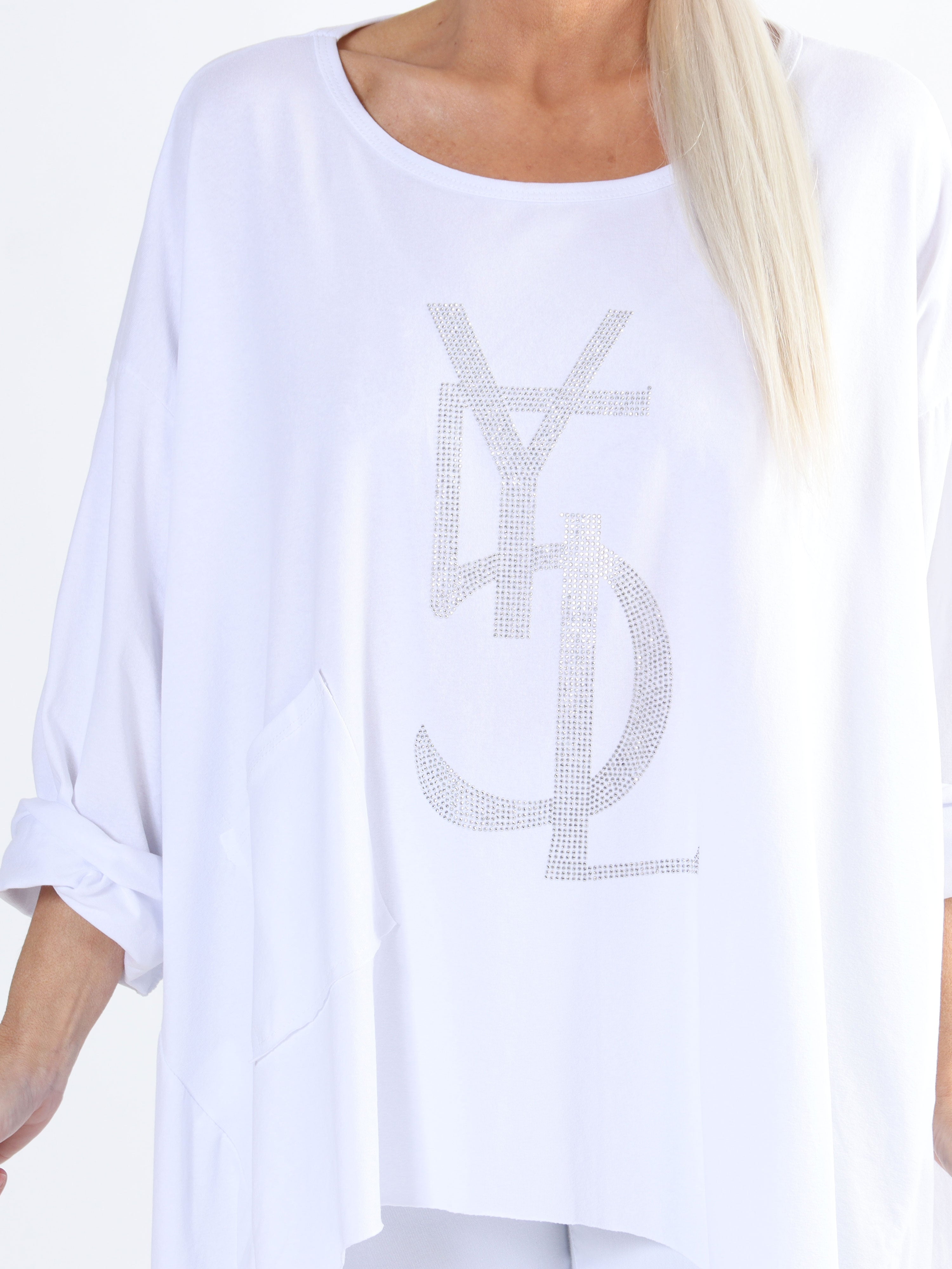 Daniella - Plus size bluse med forskellige snit og similisten